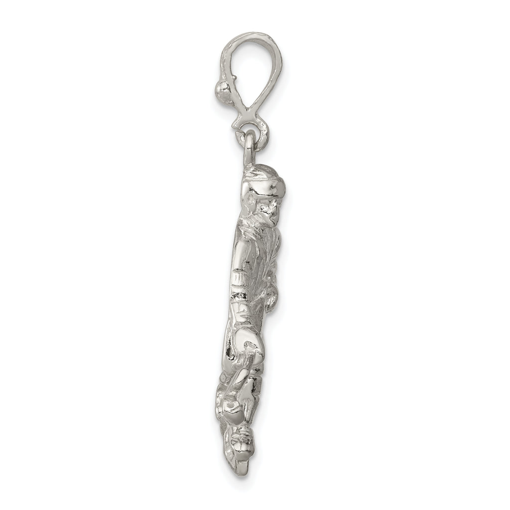 Sterling Silver 925 Hockey Player Pendant With Polished Anti-Tarnish Finish