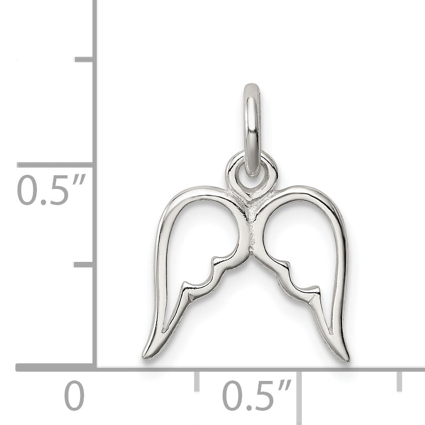 Sterling Silver 925 Polished Wings Pendant with Anti-Tarnish Finish