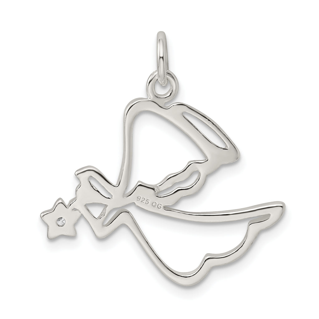 Sterling Silver 925 Angel Pendant with Clear CZ Elegance