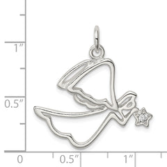 Sterling Silver 925 Angel Pendant with Clear CZ Elegance