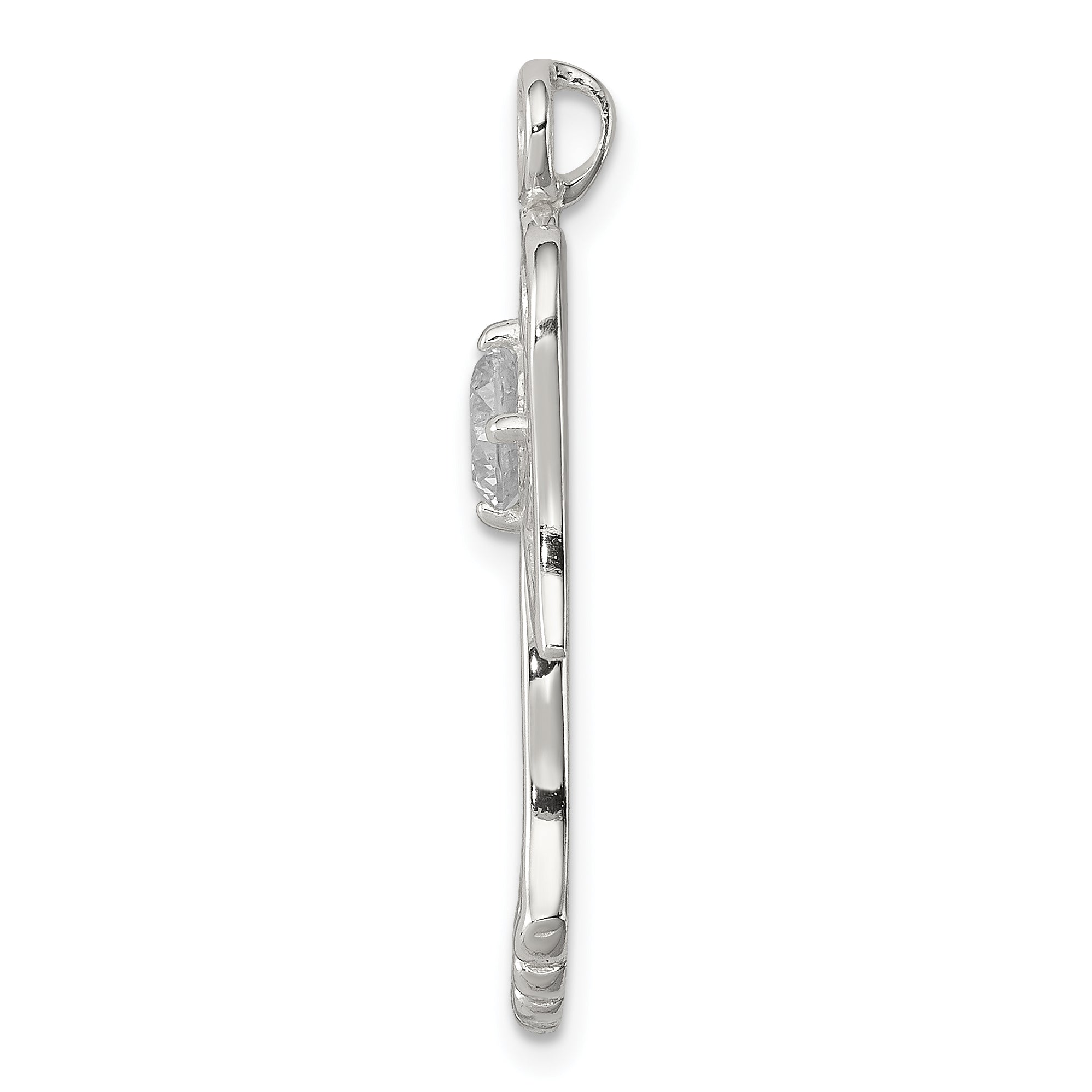 Sterling Silver 925 Angel Pendant with Clear CZ Elegant Polished Finish