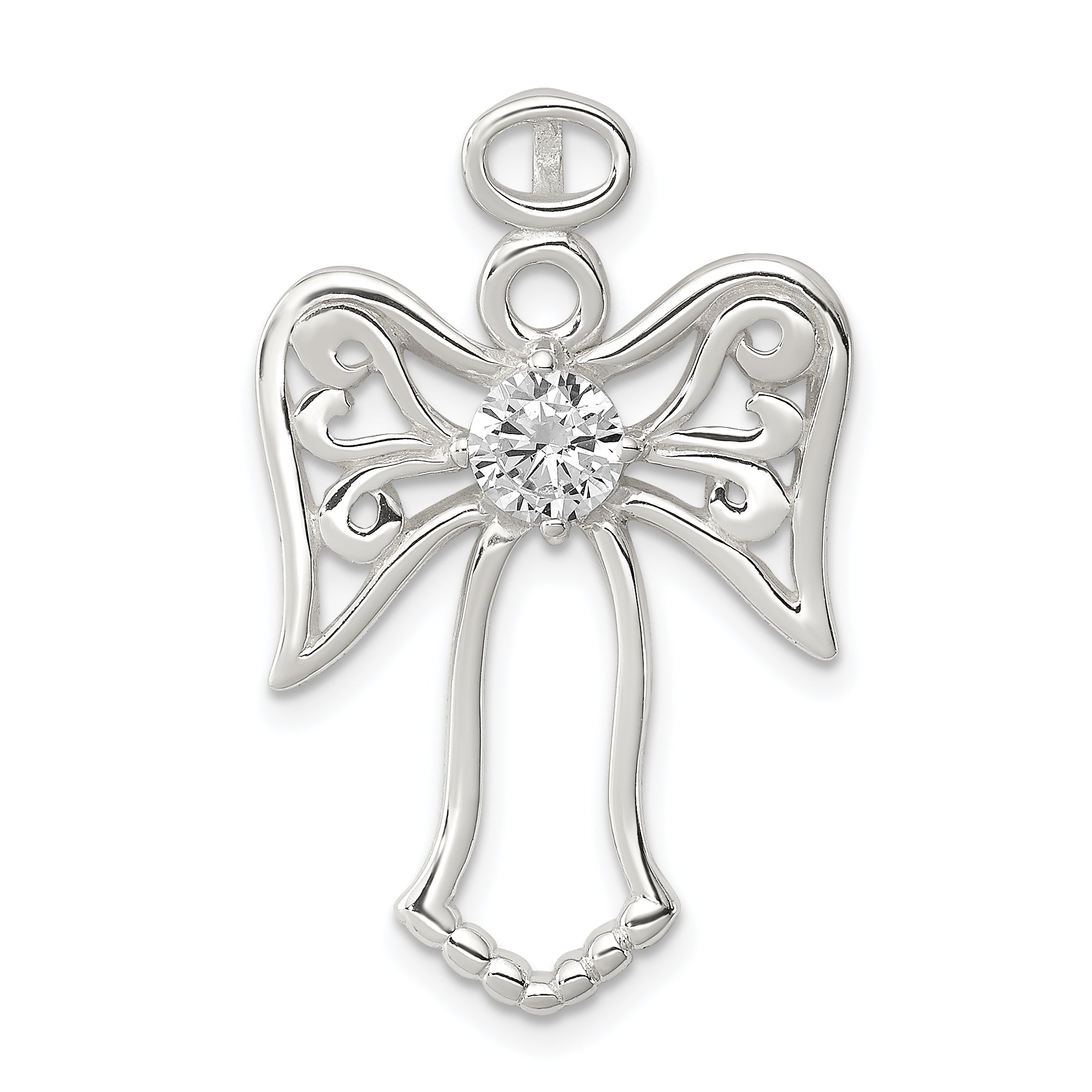 Sterling Silver CZ Angel Pendant Main image