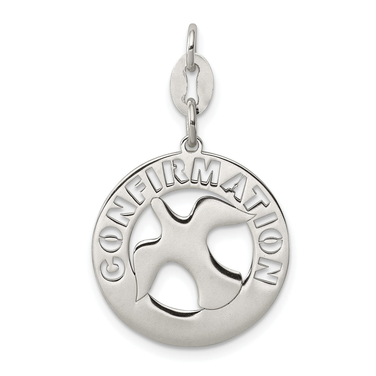 Confirmation Dove Charm in Sterling Silver, 31mm - Sophia Jewelers Main image