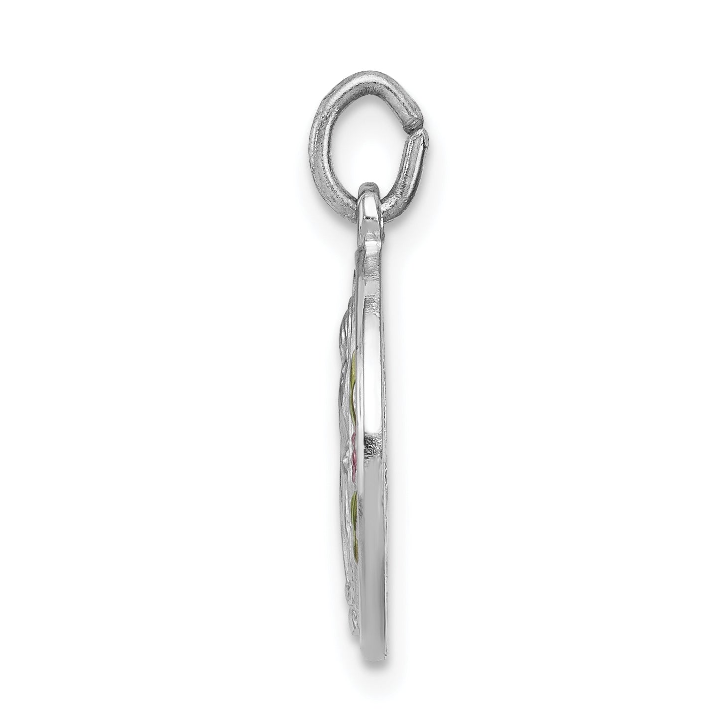 925 Sterling Silver Polished Miraculous Medal Pendant with Rhodium Plating