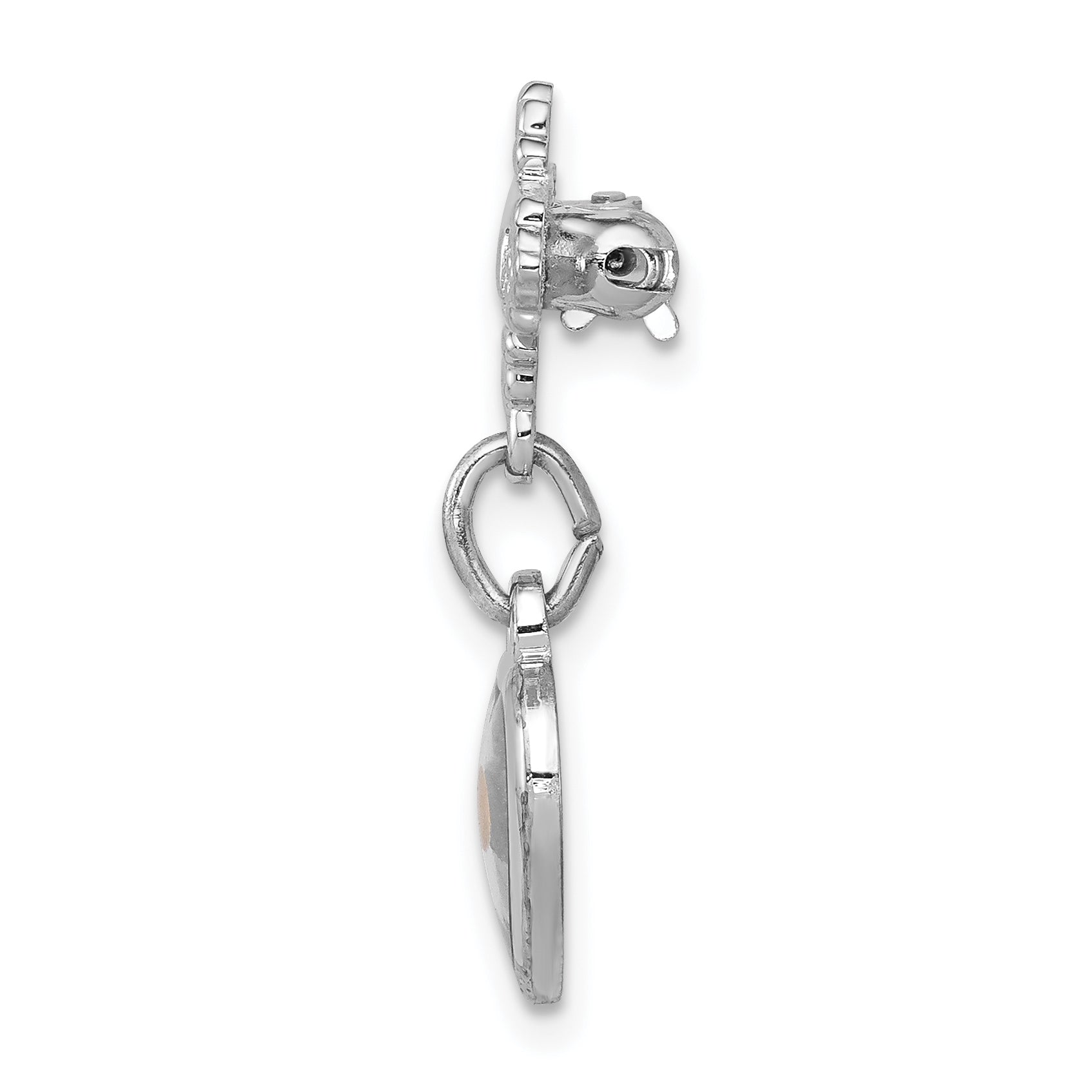 Unisex Sterling Silver Polished Heart Pin with Epoxy Mustard Seed Secondary image