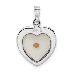 Sterling Silver Rhodium-plated Large Heart with Mustard Seed Pendant