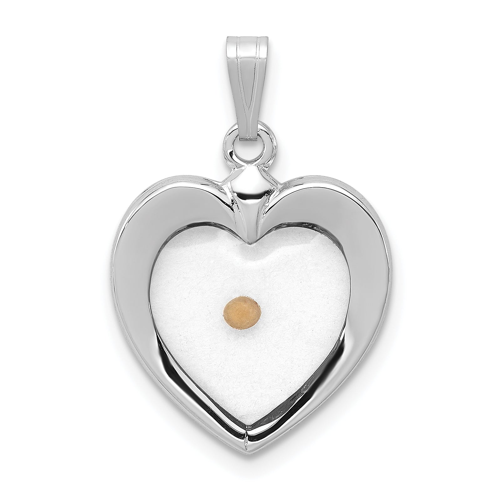 Sterling Silver Rhodium-plated Large Heart with Mustard Seed Pendant Main image