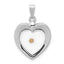 Sterling Silver Rhodium-plated Large Heart with Mustard Seed Pendant