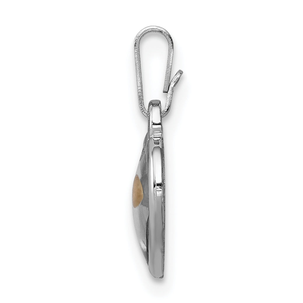 Sterling Silver Rhodium-Plated Heart Pendant with Mustard Seed, Polished Finish