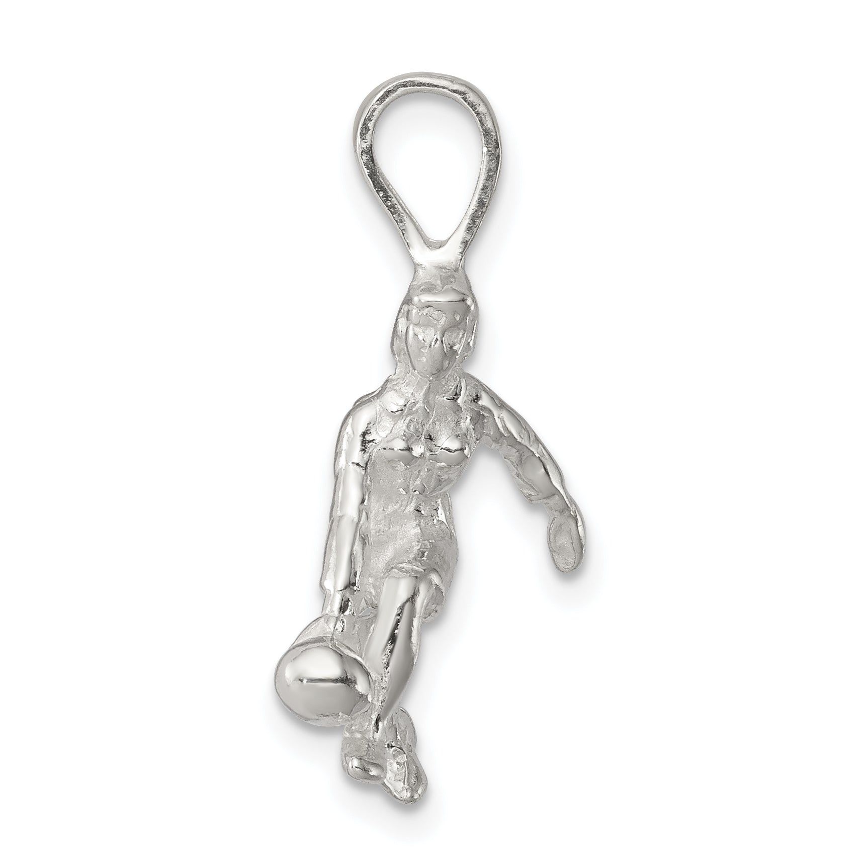 Sterling Silver 925 Lady Bowler Charm Elegant Solid Design