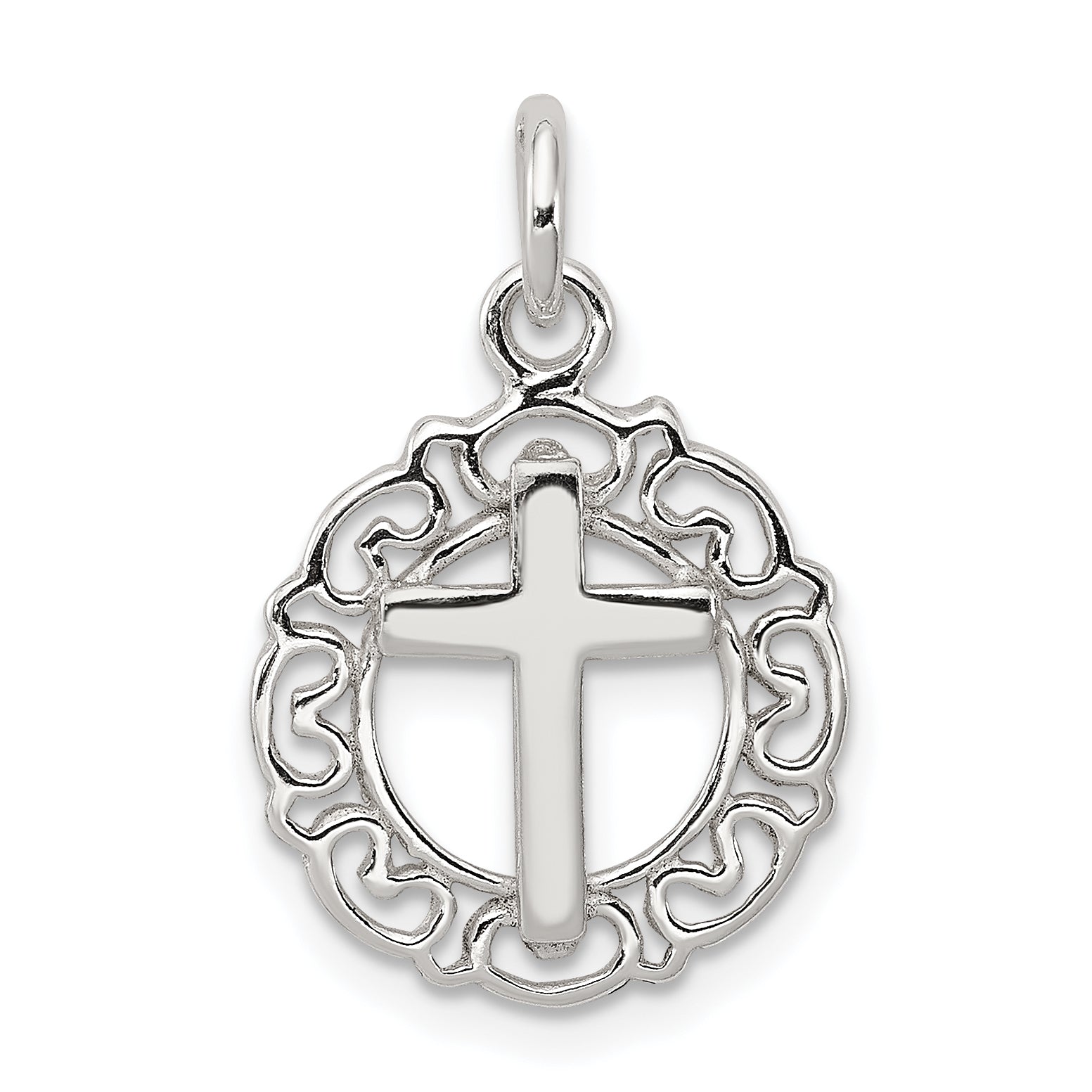 Sterling Silver Circle & Cross Pendant Main image