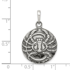 Sterling Silver Polished Antique Finish Cancer Horoscope Zodiac Pendant