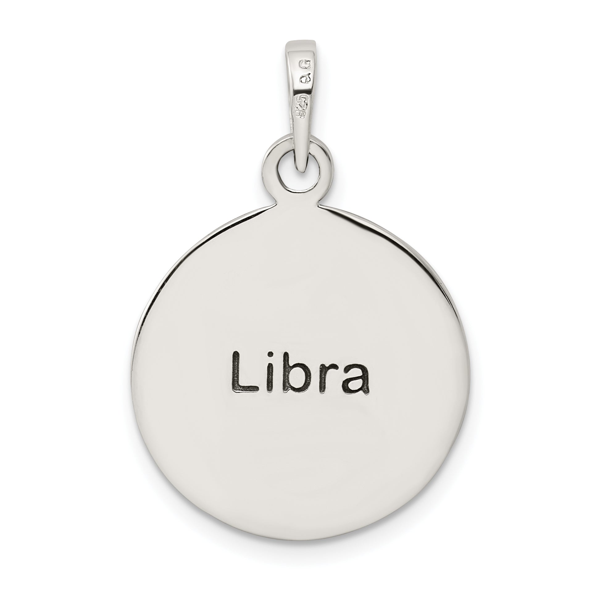 Sterling Silver 925 Libra Zodiac Pendant with Antique Finish