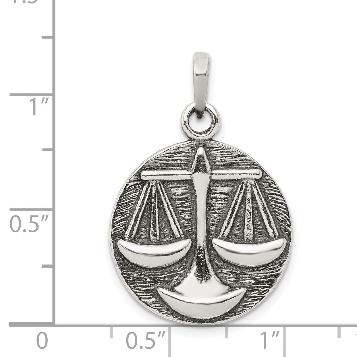 Sterling Silver 925 Libra Zodiac Pendant with Antique Finish
