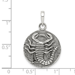 Sterling Silver Polished Antique Finish Scorpio Horoscope Zodiac Pendant