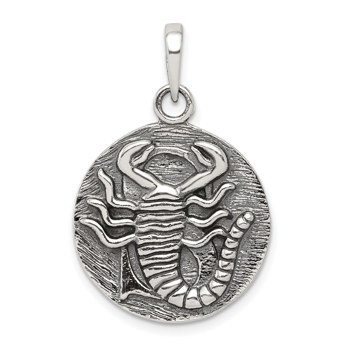 Scorpio Zodiac Pendant in Sterling Silver, 29mm, Antique - Sophia Jewelers Main image