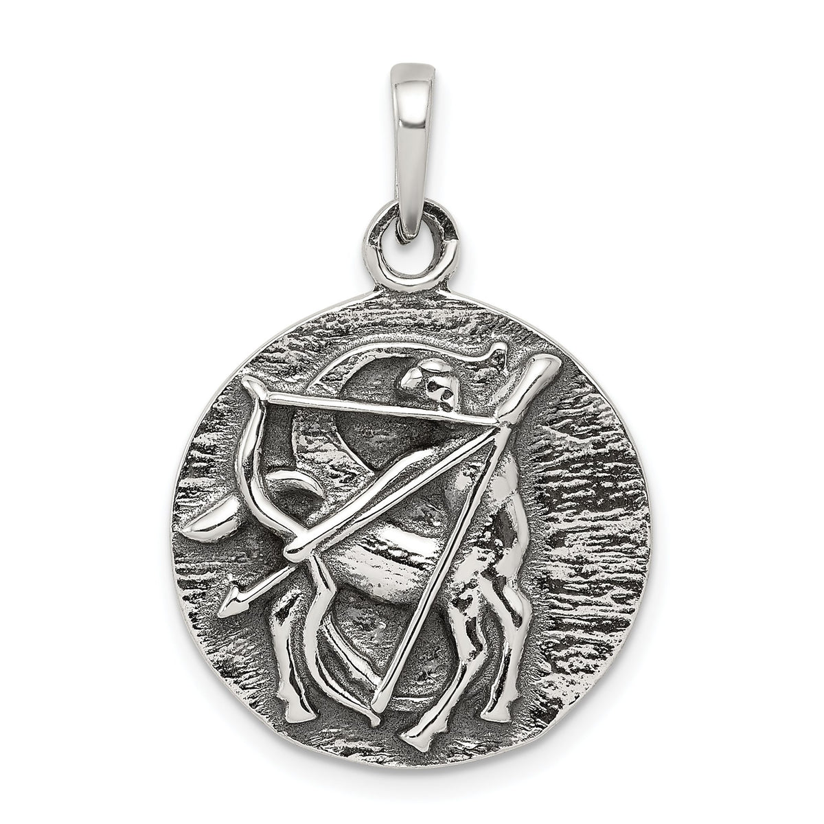 Sagittarius Zodiac Pendant in Sterling Silver, 29mm Antiqued - Sophia Jewelers Main image
