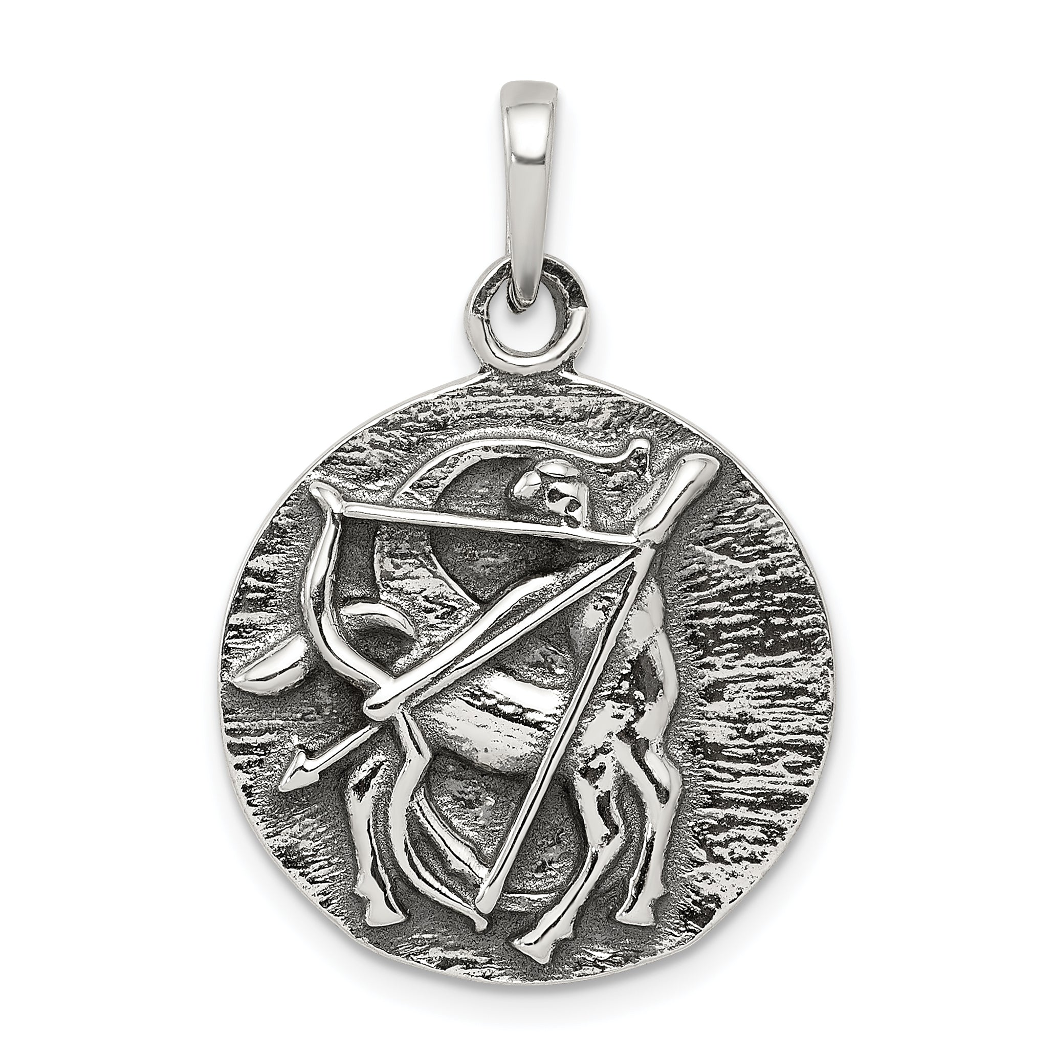 Sterling Silver Polished Antique Finish Sagittarius Horoscope Zodiac Pendan Main image