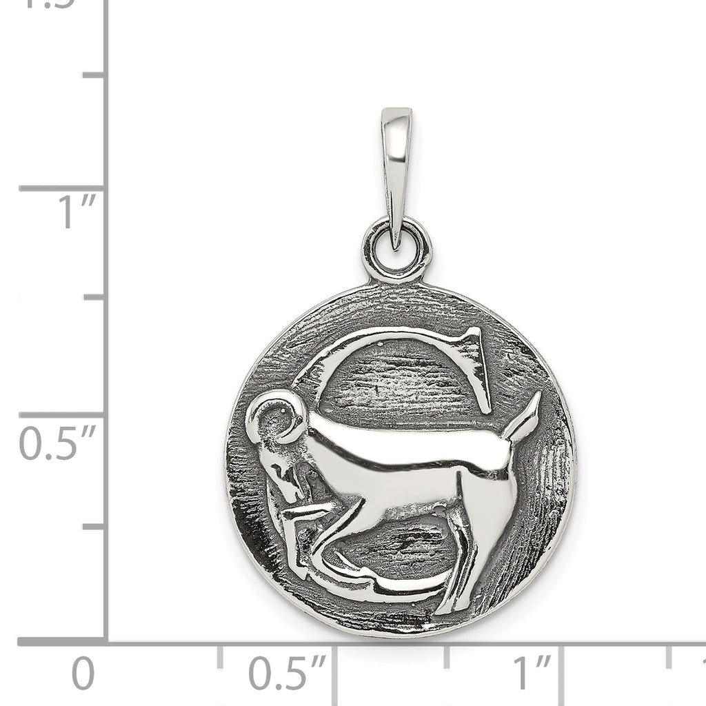 Sterling Silver 925 Capricorn Zodiac Pendant with Antique Finish