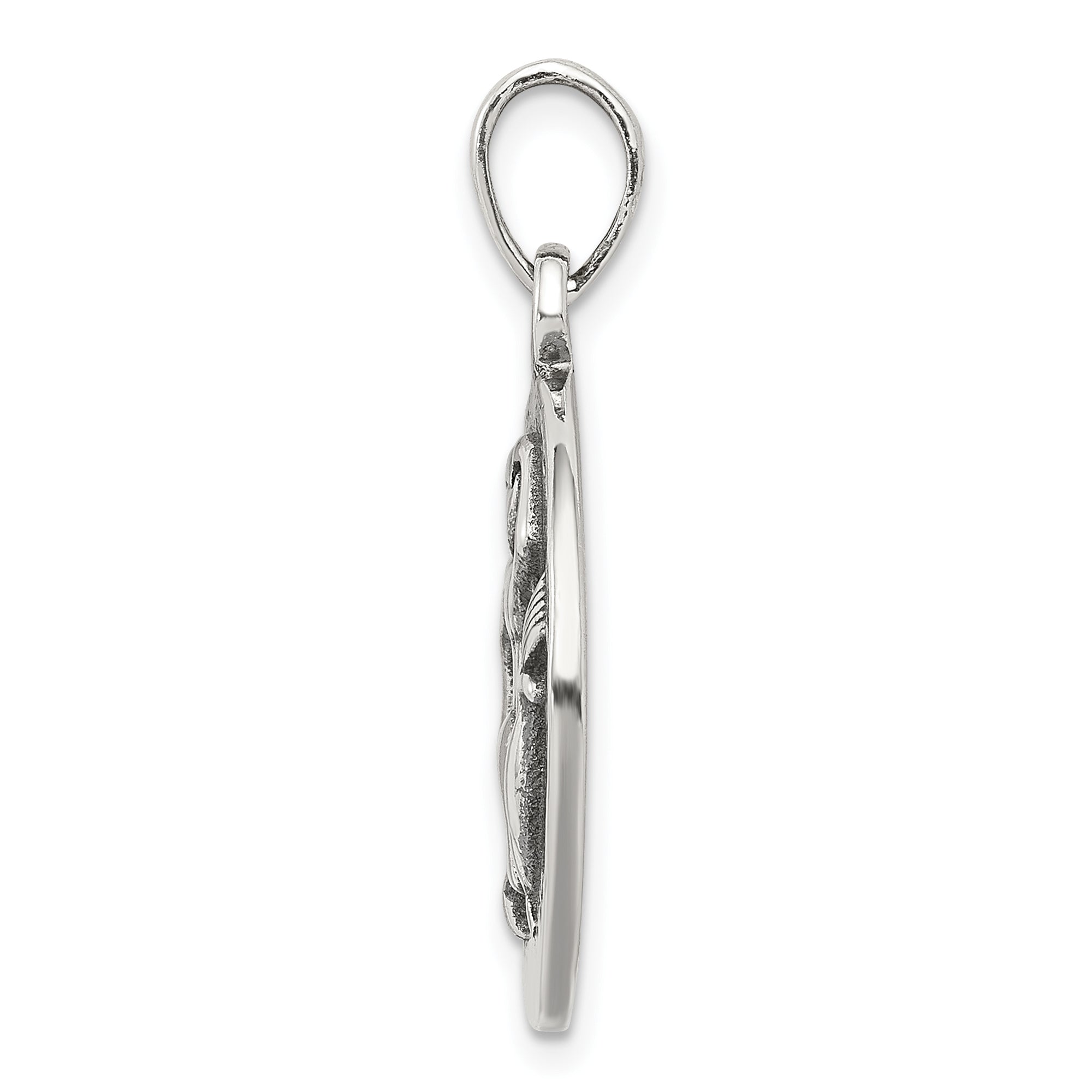 925 Sterling Silver Aquarius Zodiac Pendant with Antique Finish 29mm Secondary image