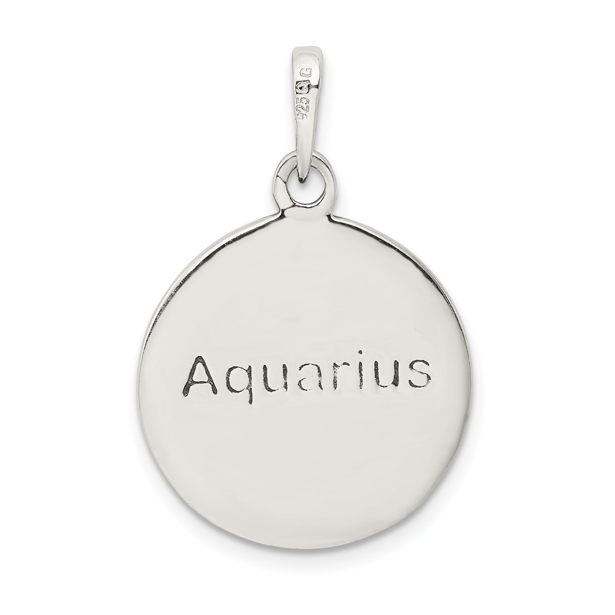 Sterling Silver Polished Antique Finish Aquarius Horoscope Zodiac Pendant