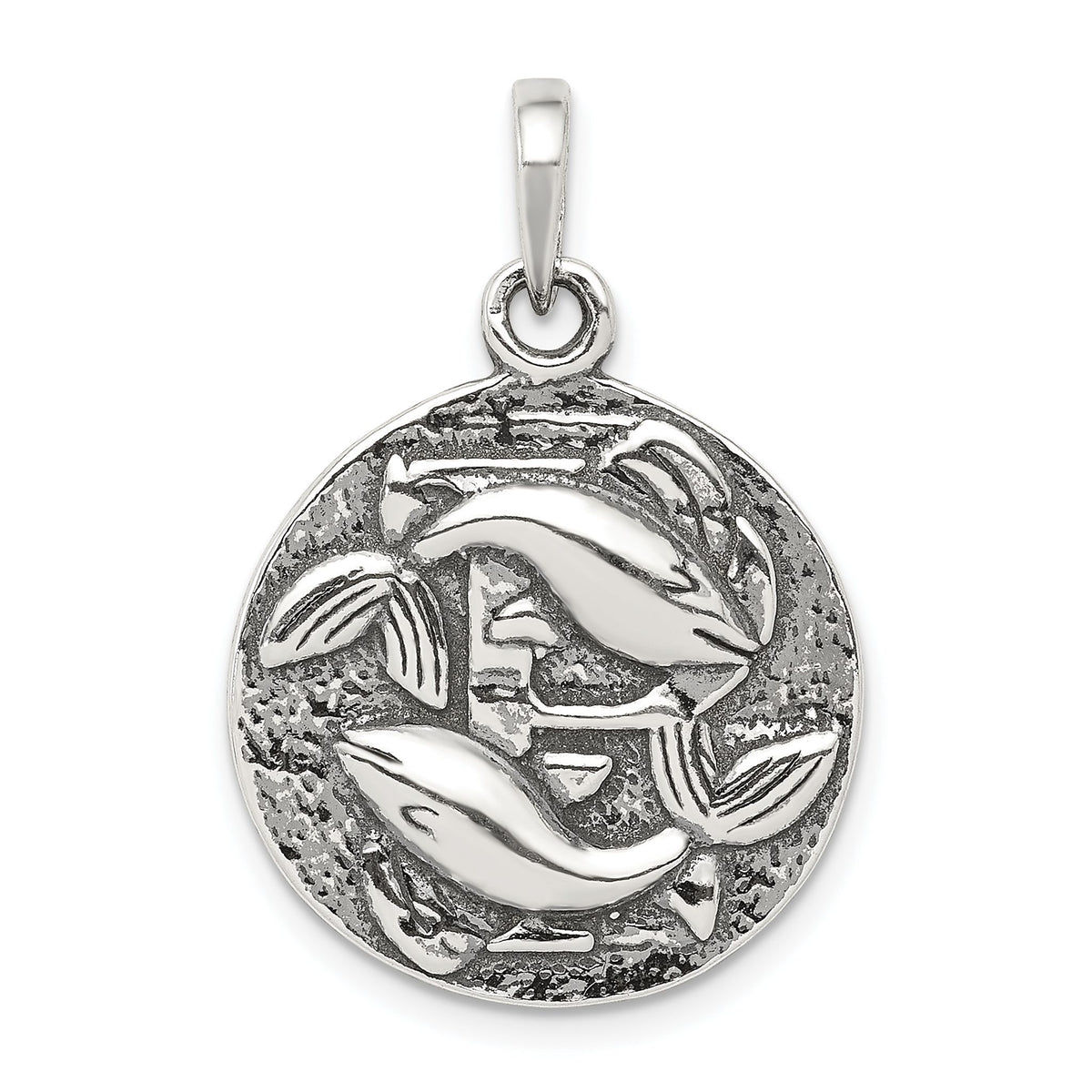 Pisces Horoscope Zodiac Pendant in Sterling Silver, 29mm - Sophia Jewelers Main image