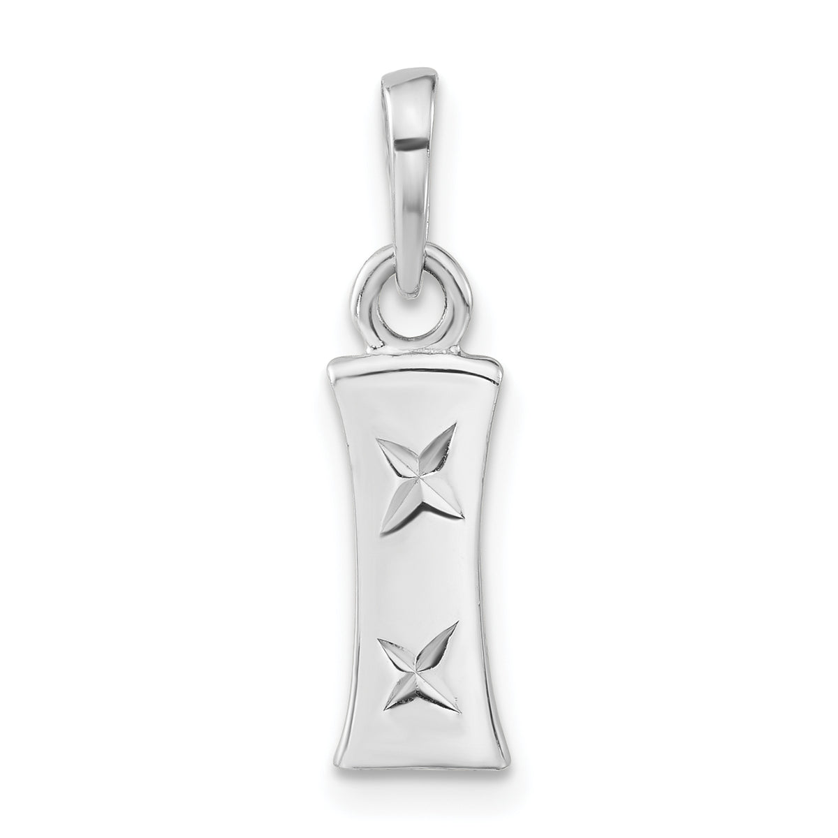Sterling Silver Polished Diamond-cut Initial I Pendant