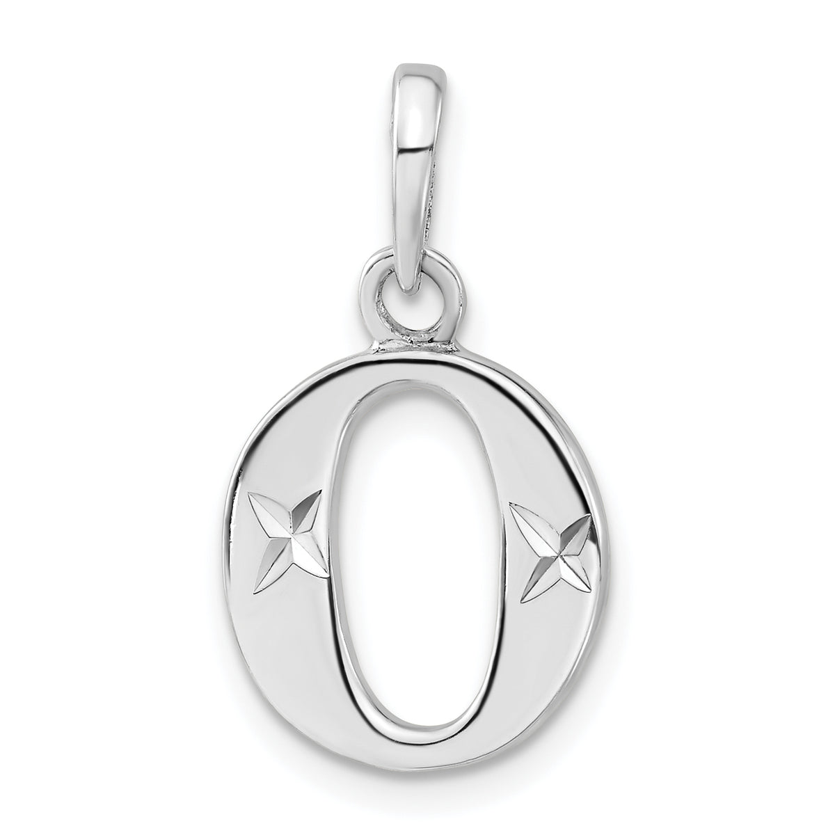 Sterling Silver Polished Diamond-cut Initial O Pendant