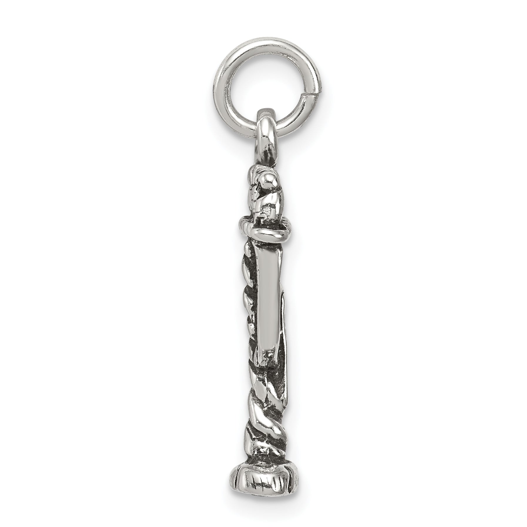 Sterling Silver 925 Antiqued Menorah Charm Classic Vintage-Inspired Design Secondary image