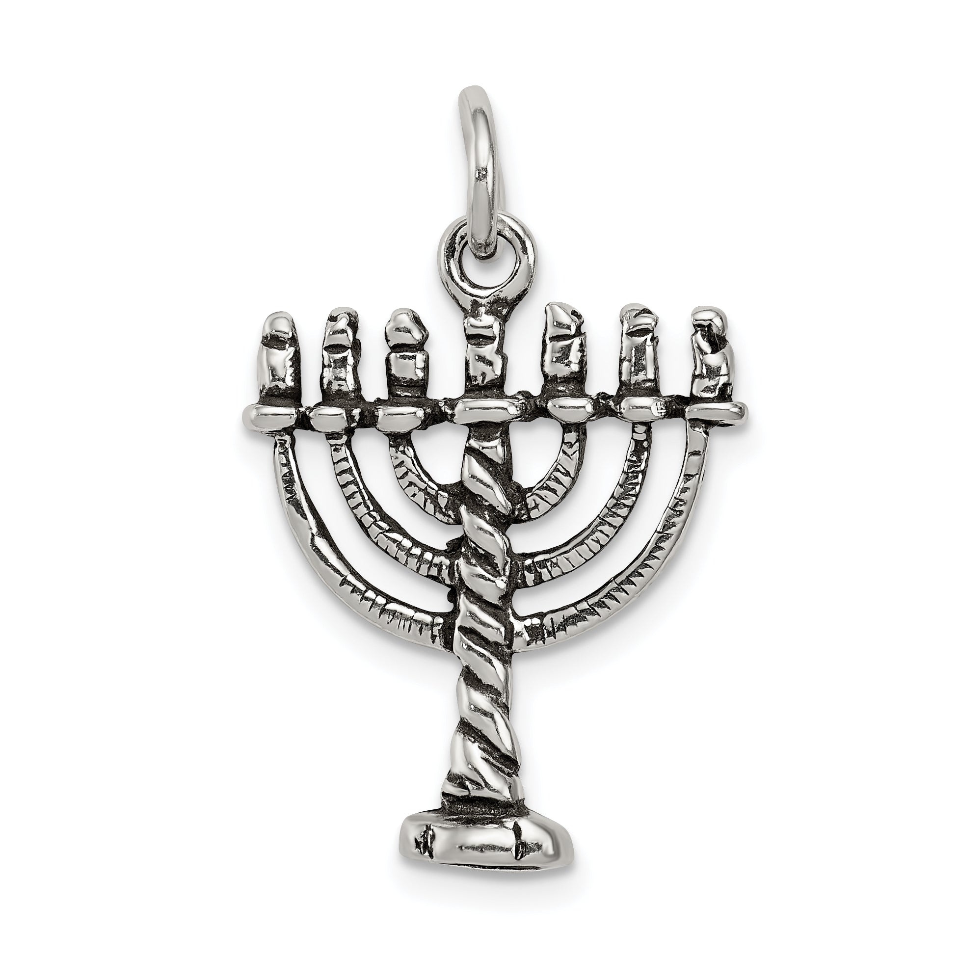 Sterling Silver Antiqued Menorah Charm Main image