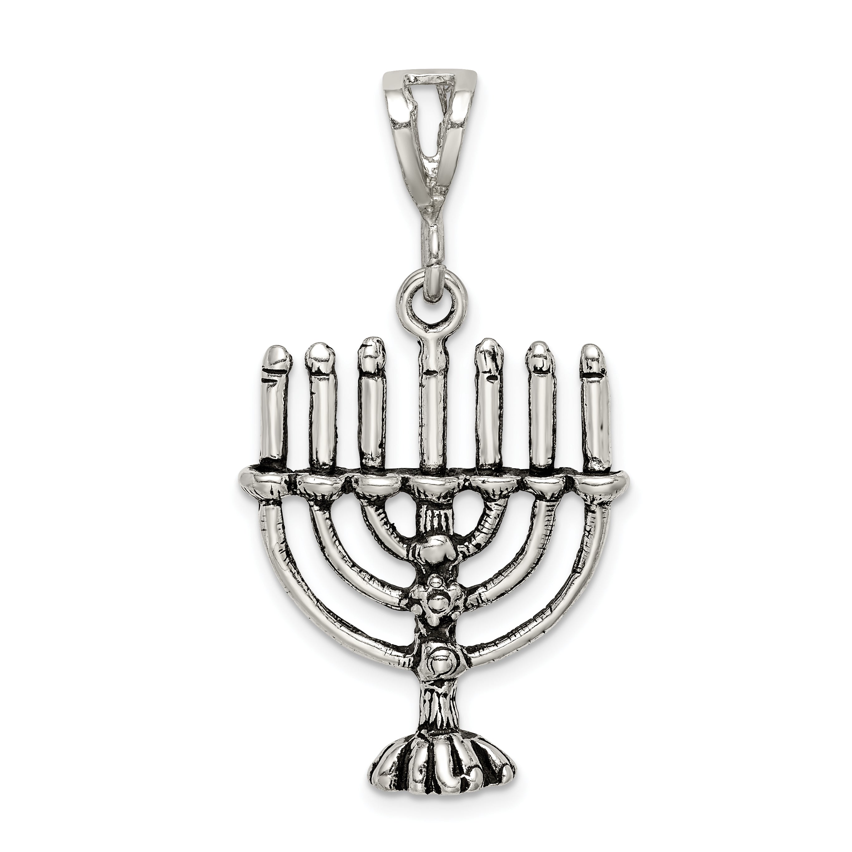 Sophia Jewelers Sterling Silver Antiqued Menorah Charm Vintage Inspired