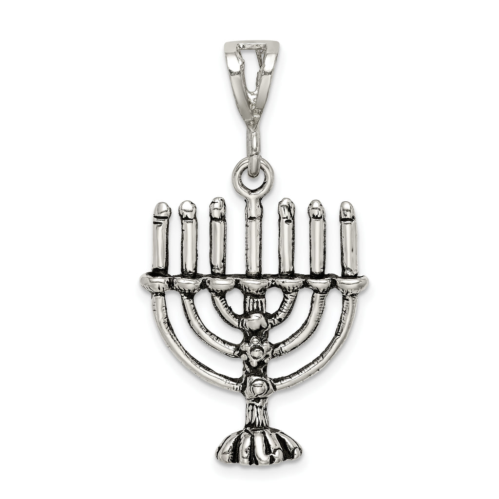 Sophia Jewelers Sterling Silver Antiqued Menorah Charm Vintage Inspired