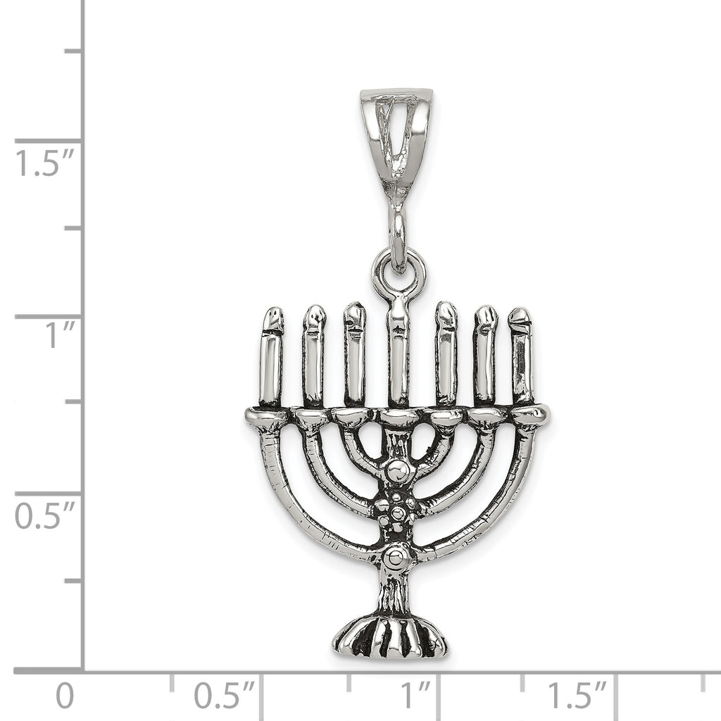 Sophia Jewelers Sterling Silver Antiqued Menorah Charm Vintage Inspired