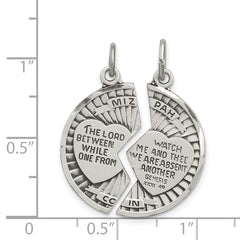 Sterling Silver 925 Mizpah Pendant Set with Antiqued Finish