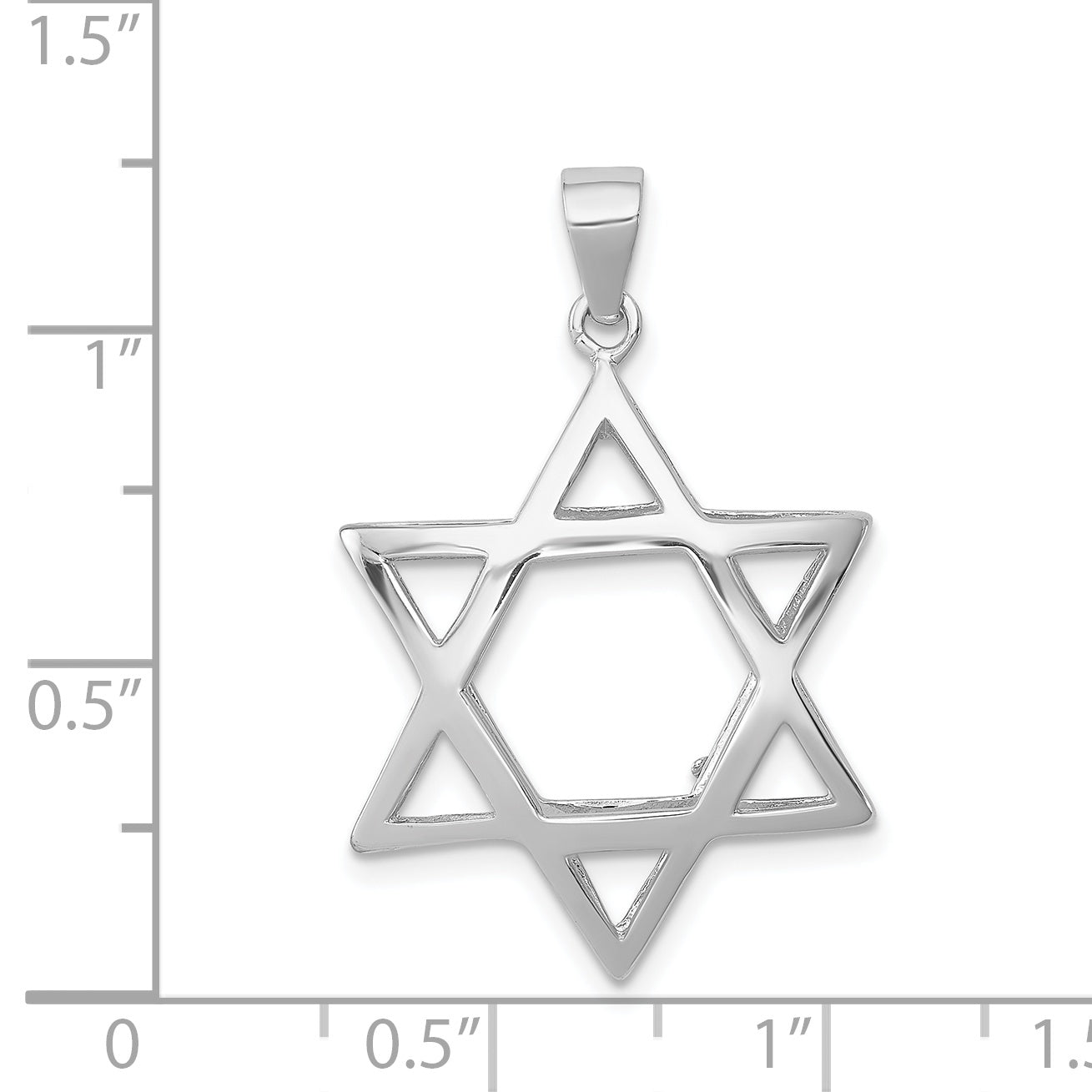 Sterling Silver Rhodium-plated Puffed Star of David Pendant
