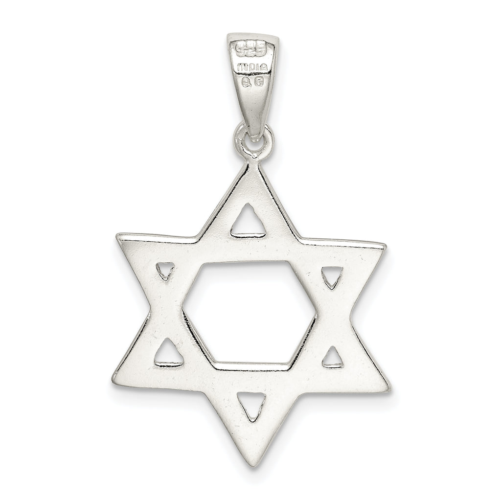 Sophia Jewelers Sterling Silver Star of David Pendant with Polished Anti-Tarnish Finish