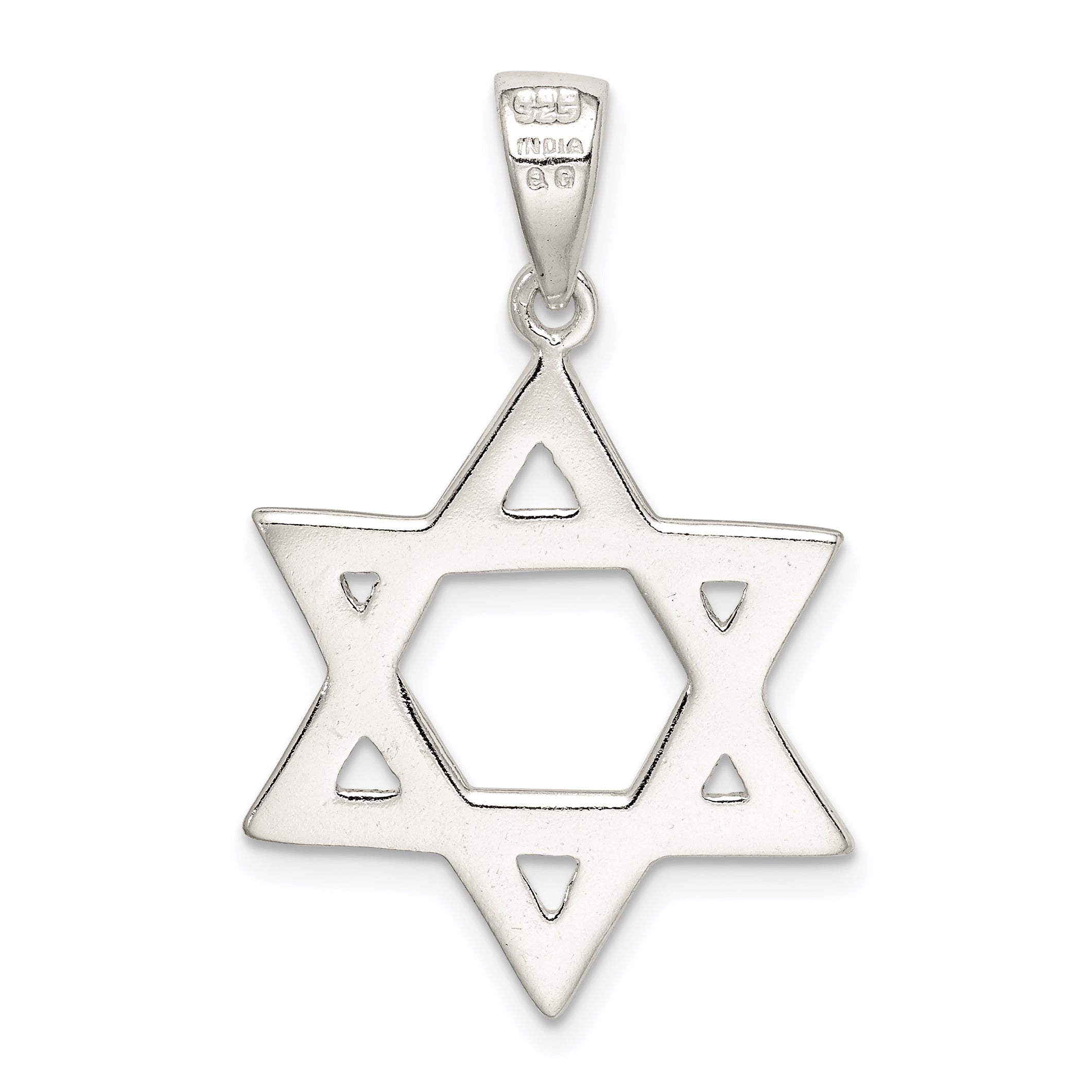 Sophia Jewelers Sterling Silver Star of David Pendant with Polished Anti-Tarnish Finish