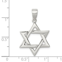 Sophia Jewelers Sterling Silver Star of David Pendant with Polished Anti-Tarnish Finish