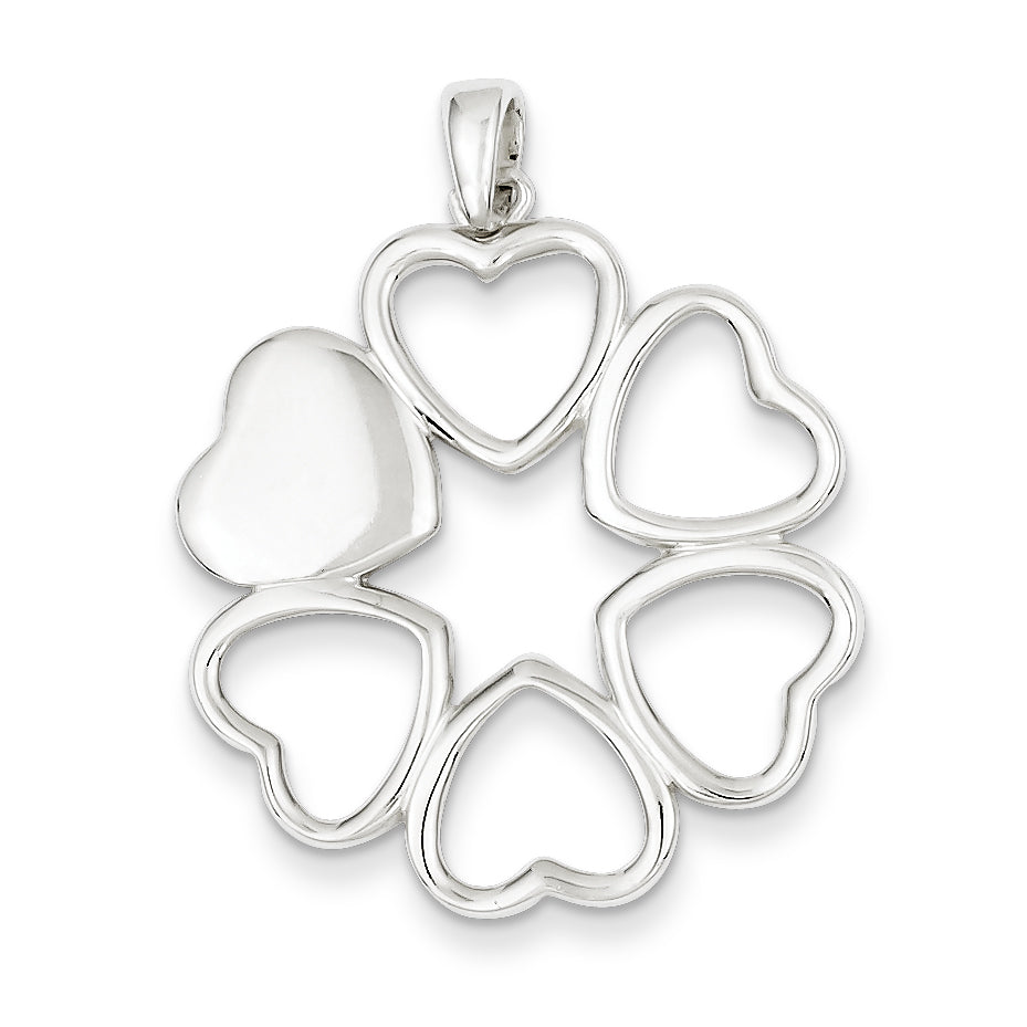 Sterling Silver Polished Hearts Pendant