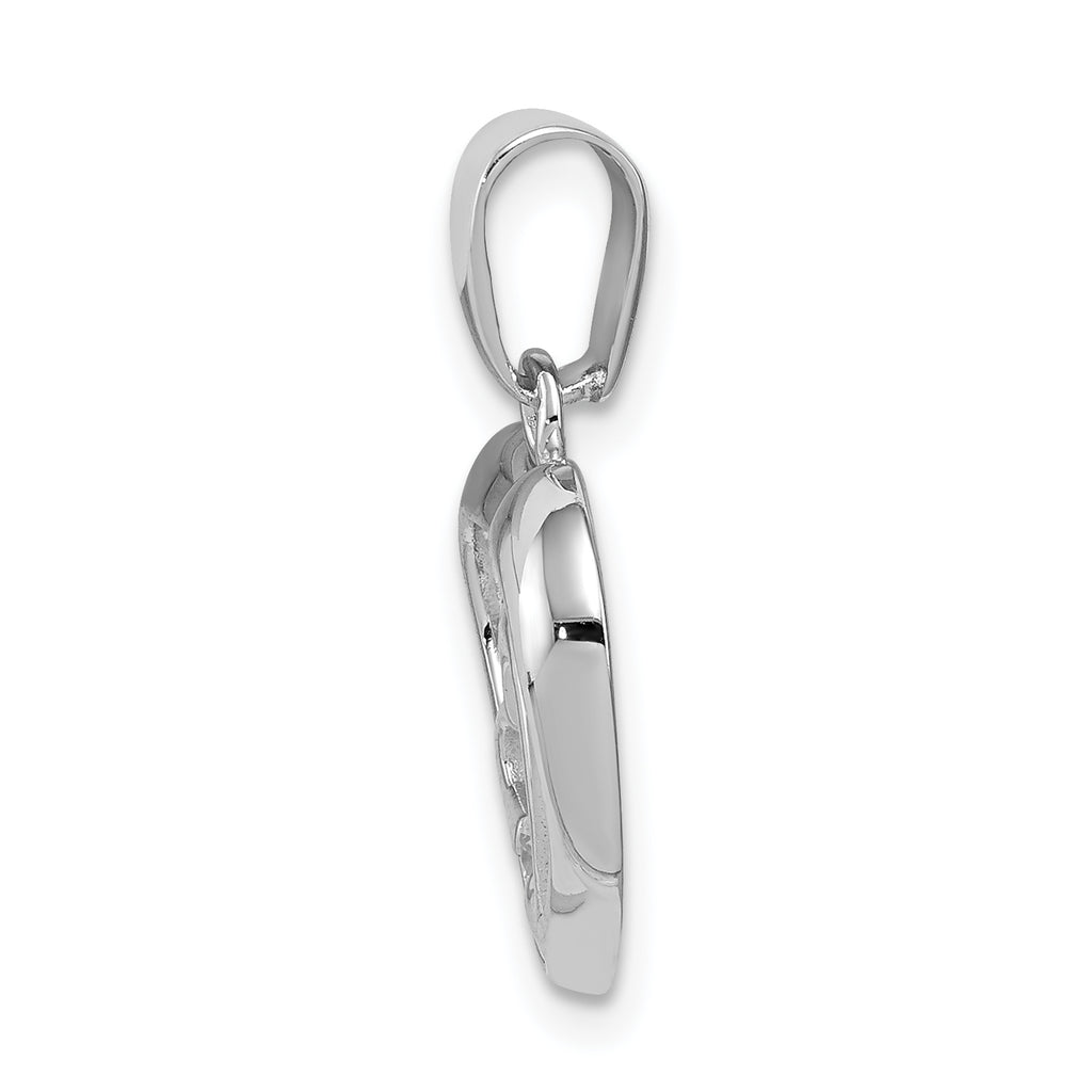 Sterling Silver Rhodium-Plated CZ Double Heart Pendant, Elegant Polished Design