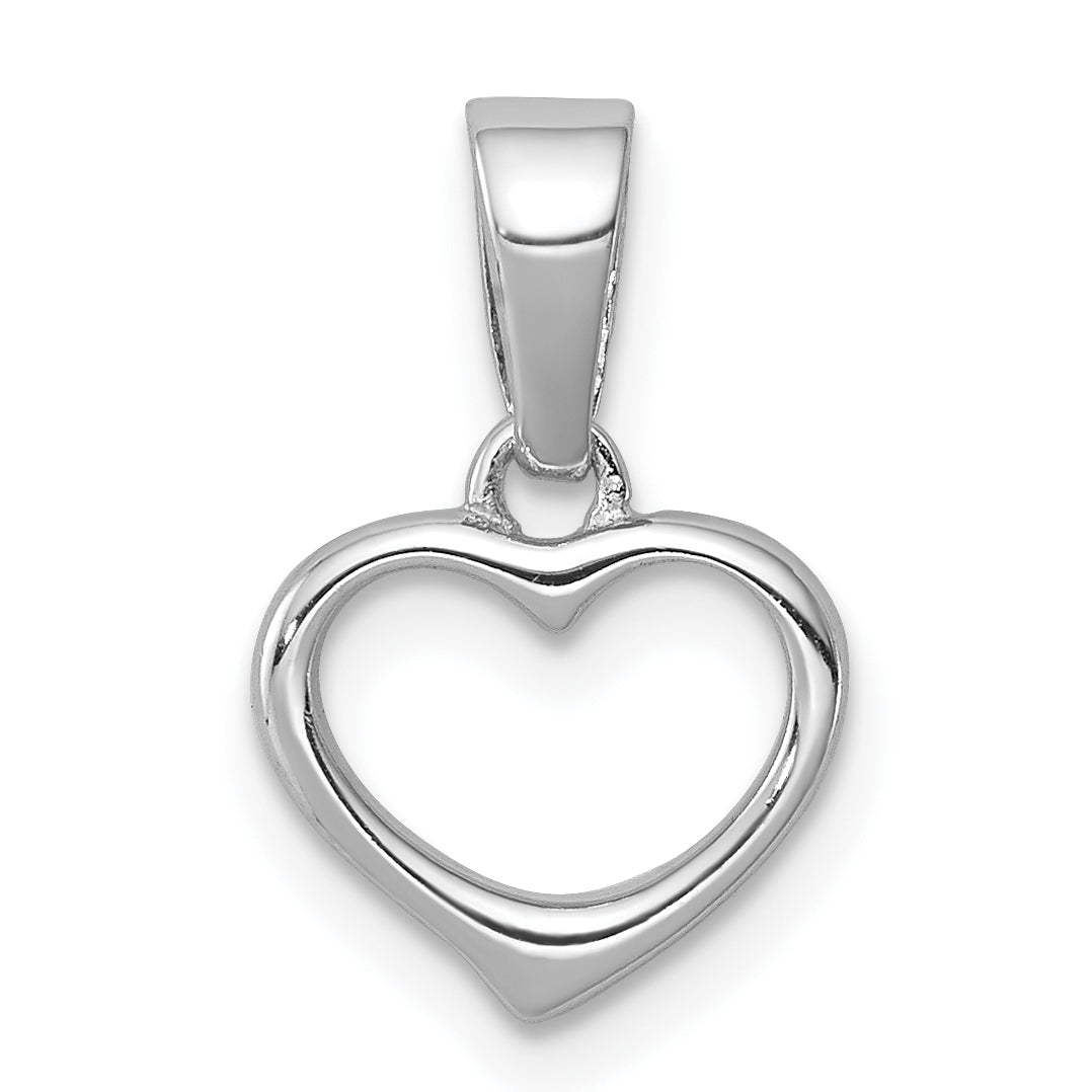 Sterling Silver Rhodium Plated Open Heart Pendant
