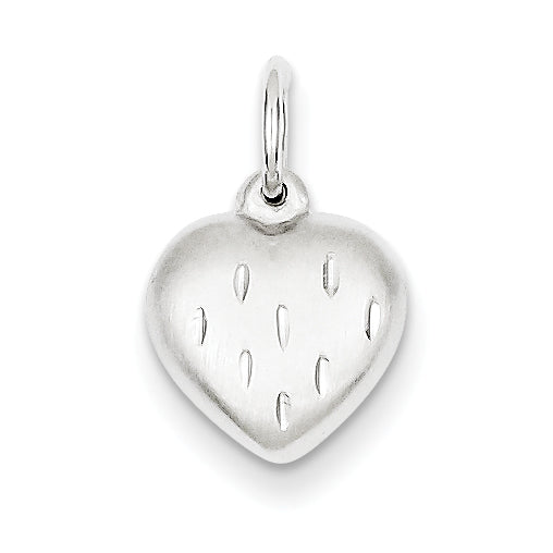 Sterling Silver Rhodium Plated 3-D Scratch Heart Pendant