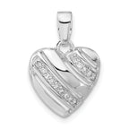 Sterling Silver Rhodium Plated CZ Heart Pendant