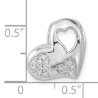 Sterling Silver CZ Heart Pendant with Polished Rhodium Finish