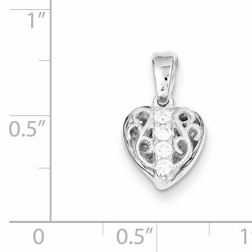Sterling Silver 925 Heart Pendant with Clear CZ Stones Elegant & Modern Design Secondary image