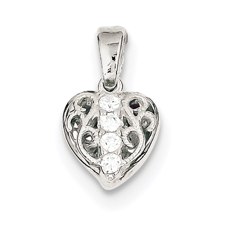 Sterling Silver CZ Heart Pendant Main image