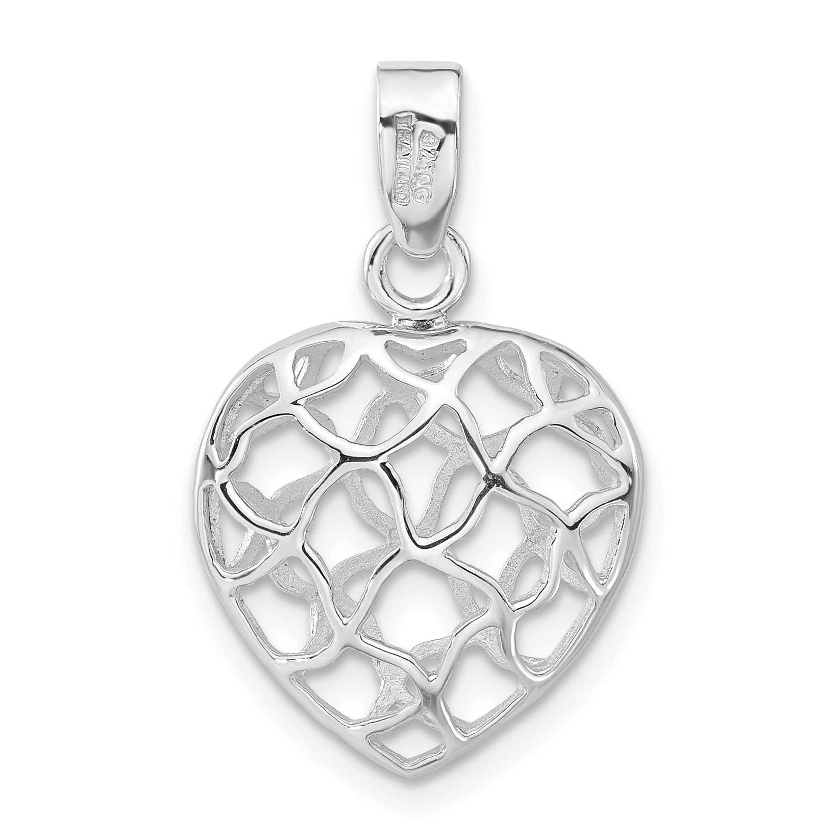 Sterling Silver Rhodium Plated Heart Pendant