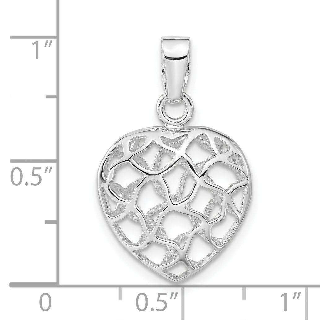 Sterling Silver Rhodium Plated Heart Pendant