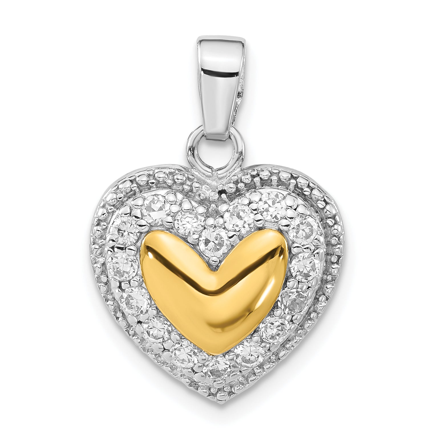 Sterling Silver & Gold-plated CZ Heart Pendant Main image