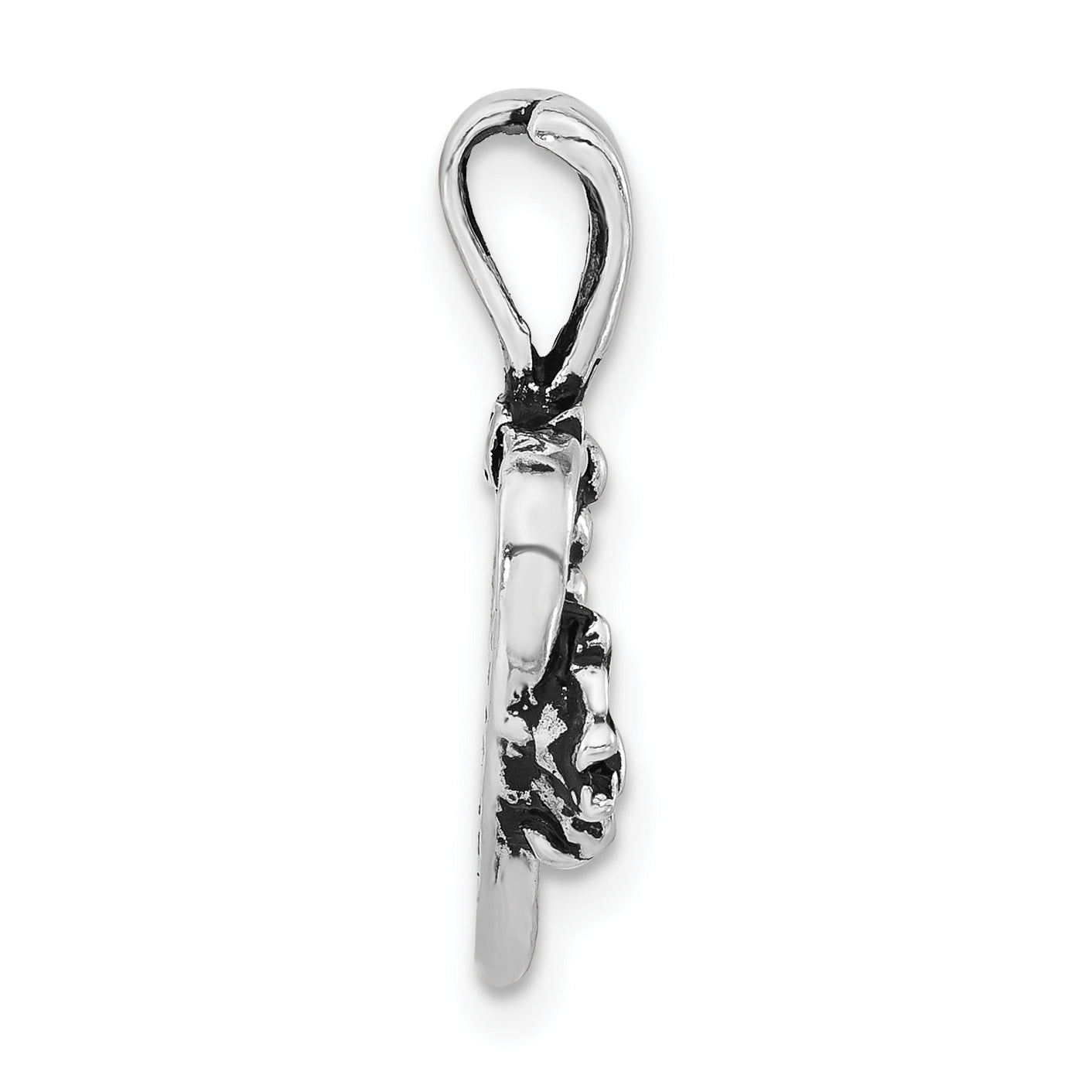 Sophia Jewelers Sterling Silver 925 Heart Charm with Antiqued Finish